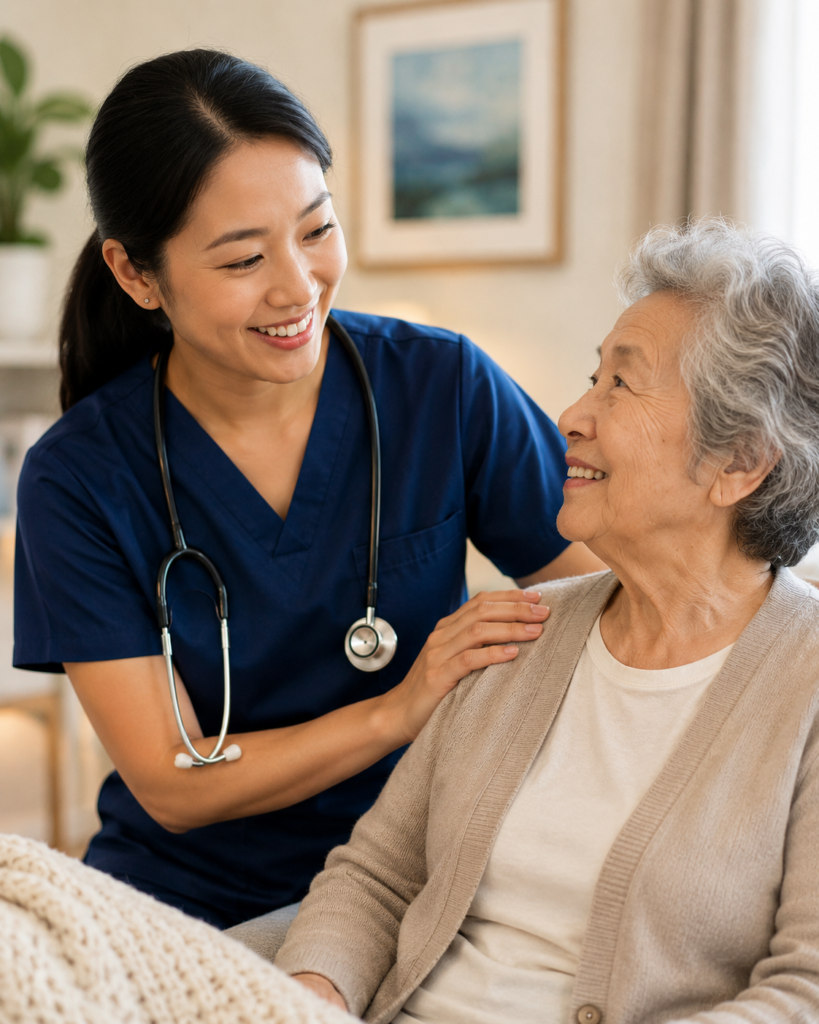Nurse helping elderly